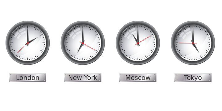 Time zone clocks.  Please check my portfolio for more vector illustrations.