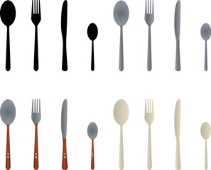 Cutlery vectors created by simulating the metal, plastic and wood