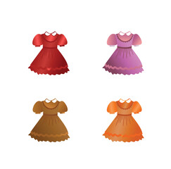 Set of children dresses. Vector