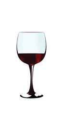 A glass of red wine of isolated on a white background. Vector