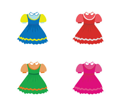 Set of children dresses. Vector
