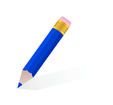 Illustration single blue pencil - vector