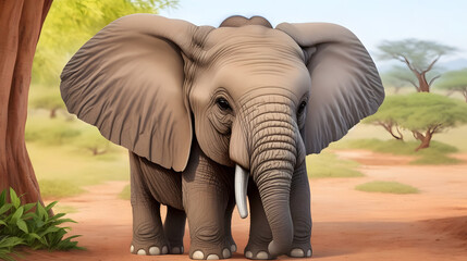 Fototapeta na wymiar Adorable young elephant. Generated AI