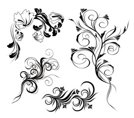 Fototapeta premium Vector decorative floral design elements isolated on a white background