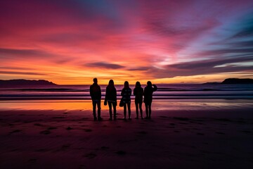 a group of teenagers standing on the beach created with Generative AI technology