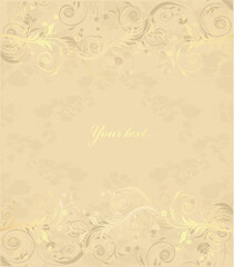 Gold floral background for text with pattern