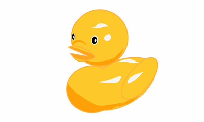 Vector illustration, yellow duck or yellow duck friend doll in child bath, isolated white background 