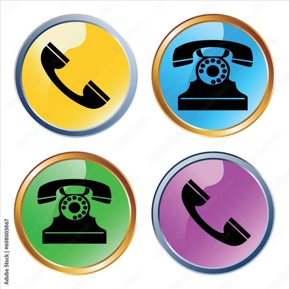 Poster collection of colourful phone icons, web elements, vector illustration. all elements are on separate
