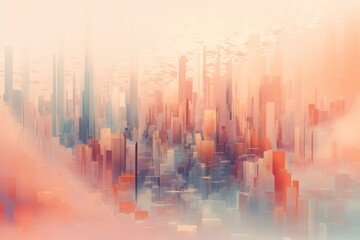Fototapeta na wymiar Abstract building in city pastel tone vibe. Business background concept.