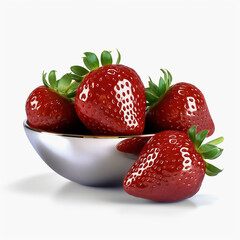 Strawberries on Bowl isolated on white background