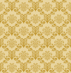 Damask seamless vector background.  For easy making seamless pattern just drag all group into swatches bar, and use it for filling any contours.