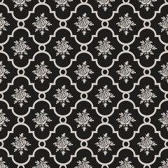 Vector roses seamless pattern on grey, repeating design, full scalable vector graphic for easy editing and color change, included Eps v8 and 300 dpi JPG