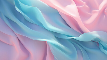 Light pink and light blue silk wavy background. Generative AI