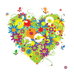 Fototapeta na wymiar Summer floral heart for your design