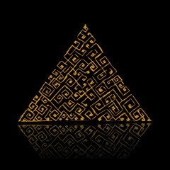 Golden pyramid on black
