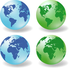 Glossy Earth Globes vector