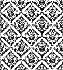 Decorative seamless floral beauty royal white and black ornament