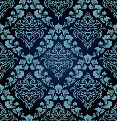 Damask seamless vector background.  For easy making seamless pattern just drag all group into swatches bar, and use it for filling any contours.