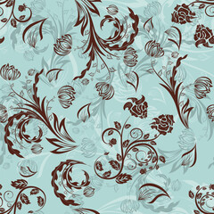 Seamless vector floral background. For easy making seamless pattern just drag all group into swatches bar, and use it for filling any contours.