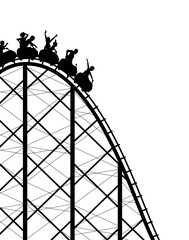 Editable vector silhouette of a steep rollercoaster ride