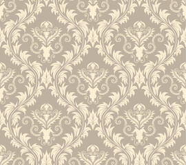 Damask seamless vector background.  For easy making seamless pattern just drag all group into swatches bar, and use it for filling any contours.