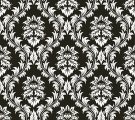 Damask seamless vector background.  For easy making seamless pattern just drag all group into swatches bar, and use it for filling any contours.