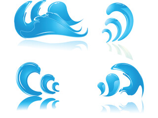 Fototapeta na wymiar water wave in blue paitern with white background