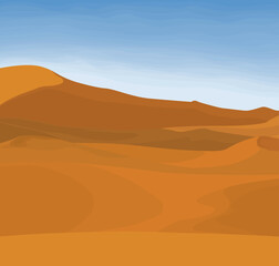 Fototapeta na wymiar desert landscape at dawn, no gradients, fully editable vector graphic