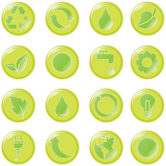 Vector illustration green environmental bubbles on white