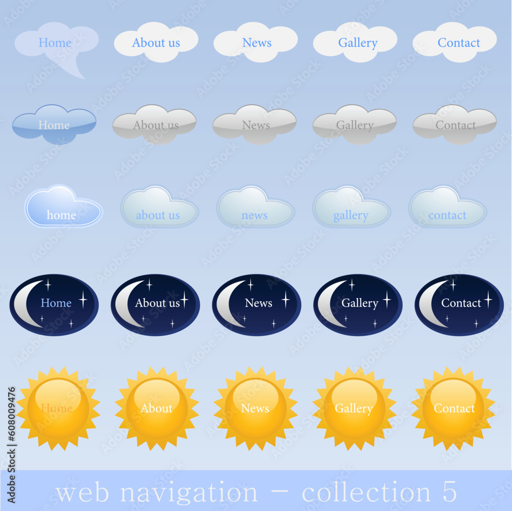 Poster web navigation and weather icons