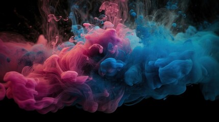Fototapeta premium Colorful smoke isolated on black background. Abstract background for design, Generative AI