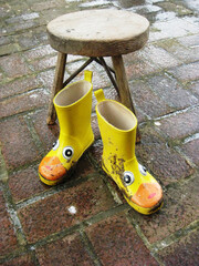 Sorry my boots are muddy - love my 3 legged stool 