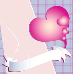 Background with hearts and ribbon