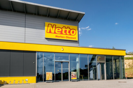 Tittling, Bavaria, Germany - May 29th 2023: Branch logo of Netto on a Netto supermarket, german discount supermarket chain