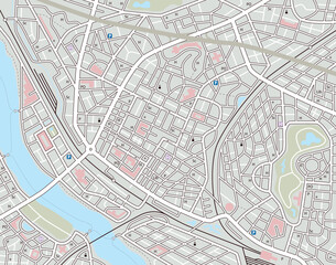 Editable vector map of a generic city with no names