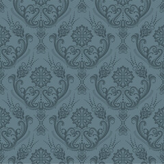 Luxury seamless grey floral wallpaper vector illustration