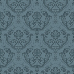 Luxury seamless grey floral wallpaper vector illustration