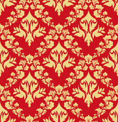 Damask seamless vector background.  For easy making seamless pattern just drag all group into swatches bar, and use it for filling any contours.