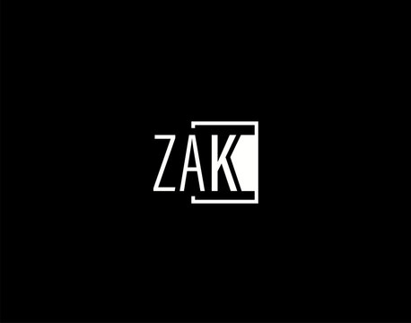 ZAK Logo and Graphics Design, Modern and Sleek Vector Art and Icons isolated on black background