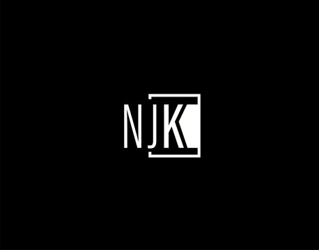 NJK Logo and Graphics Design, Modern and Sleek Vector Art and Icons isolated on black background