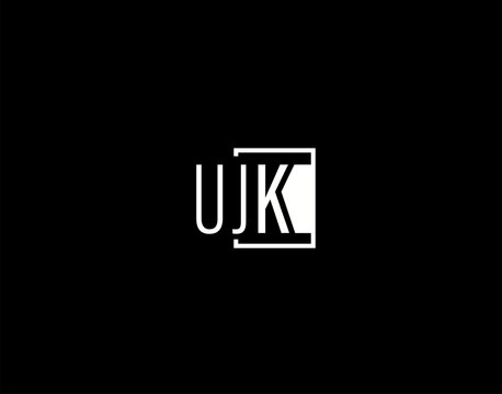 UJK Logo and Graphics Design, Modern and Sleek Vector Art and Icons isolated on black background