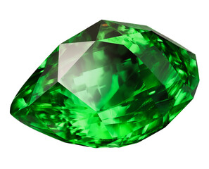 Fototapeta premium Tsavorite gemstone on transparent background. Generative AI.