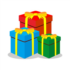 pile of colorful gift boxes with ribbon