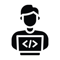 programmer glyph icon illustration vector graphic