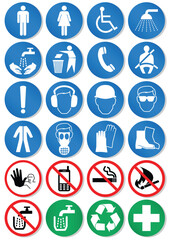 Vector illustration set of different international communication signs. All vector objects and details are isolated and grouped. Colors, shadow and transparent background color are easy to remove or c