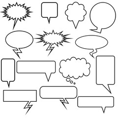 Set of multiple chat icons - black and white.