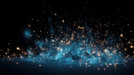Fototapeta na wymiar abstract blue explosion isolated on black background. Generative AI