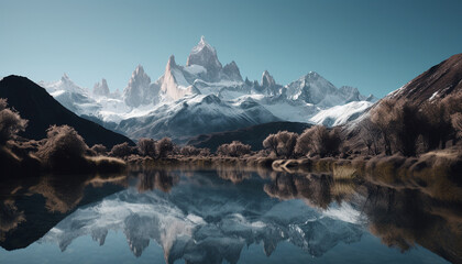 Fototapeta na wymiar lake in the mountains generative art