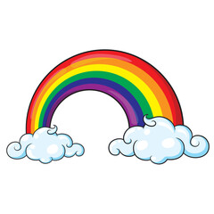 Cartoon rainbow with two clouds