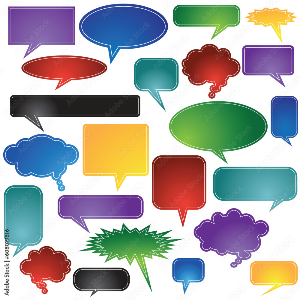 Poster set of multiple chat bubbles.